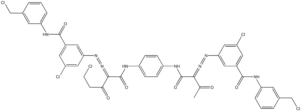 3,3'-[2-(Chloromethyl)-1,4-phenylenebis[iminocarbonyl(acetylmethylene)azo]]bis[N-[3-(chloromethyl)phenyl]-5-chlorobenzamide] Structure