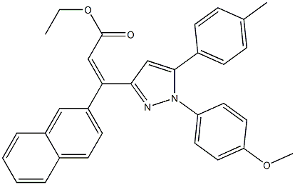 (Z)-3-(2-Naphtyl)-3-[[1-(4-methoxyphenyl)-5-(4-methylphenyl)-1H-pyrazol]-3-yl]propenoic acid ethyl ester 구조식 이미지