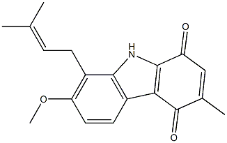 7-Methoxy-8-prenyl-3-methyl-1H-carbazole-1,4(9H)-dione Structure