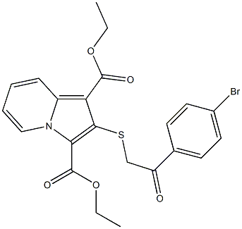 2-[2-(4-Bromophenyl)-2-oxoethylthio]indolizine-1,3-dicarboxylic acid diethyl ester 구조식 이미지