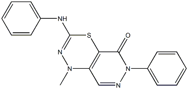 3-(Phenylamino)-1-methyl-6-phenyl-1H-pyridazino[4,5-e][1,3,4]thiadiazin-5(6H)-one 구조식 이미지