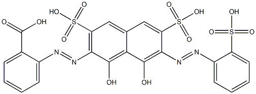 2-[[1,8-Dihydroxy-3,6-disulfo-7-[(2-sulfophenyl)azo]naphthalen-2-yl]azo]benzoic acid 구조식 이미지