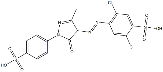2,5-Dichloro-4-[[[4,5-dihydro-3-methyl-5-oxo-1-(4-sulfophenyl)-1H-pyrazol]-4-yl]azo]benzenesulfonic acid 구조식 이미지