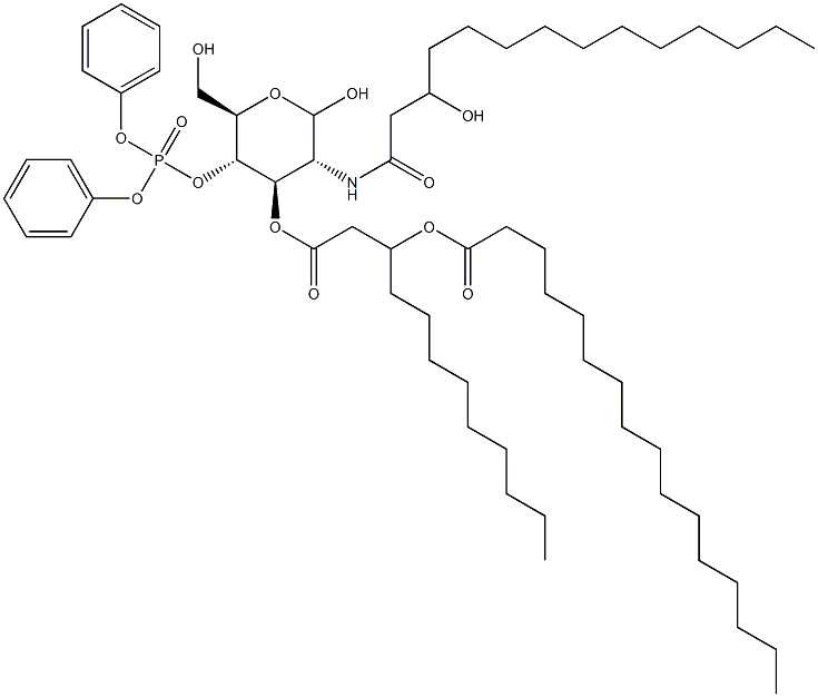 4-O-(Diphenoxyphosphinyl)-3-O-[3-(palmitoyloxy)dodecanoyl]-2-[(3-hydroxymyristoyl)amino]-2-deoxy-D-glucopyranose 구조식 이미지