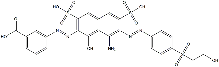 m-[8-Amino-1-hydroxy-7-[p-(2-hydroxyethylsulfonyl)phenylazo]-3,6-disulfo-2-naphtylazo]benzoic acid 구조식 이미지