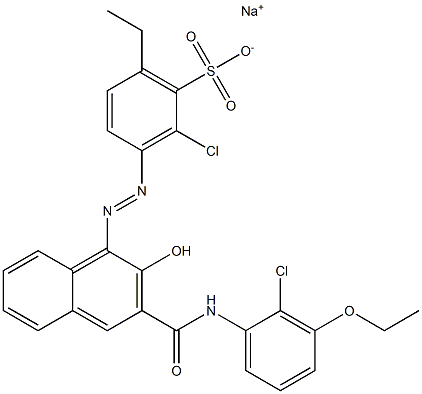 2-Chloro-6-ethyl-3-[[3-[[(2-chloro-3-ethoxyphenyl)amino]carbonyl]-2-hydroxy-1-naphtyl]azo]benzenesulfonic acid sodium salt 구조식 이미지