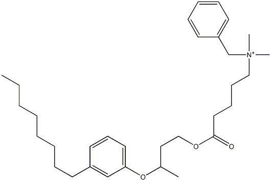 N,N-Dimethyl-N-benzyl-N-[4-[[3-(3-octylphenyloxy)butyl]oxycarbonyl]butyl]aminium 구조식 이미지