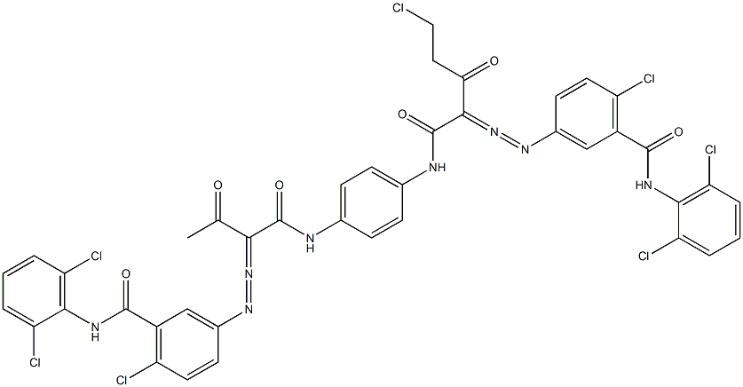 3,3'-[2-(Chloromethyl)-1,4-phenylenebis[iminocarbonyl(acetylmethylene)azo]]bis[N-(2,6-dichlorophenyl)-6-chlorobenzamide] 구조식 이미지