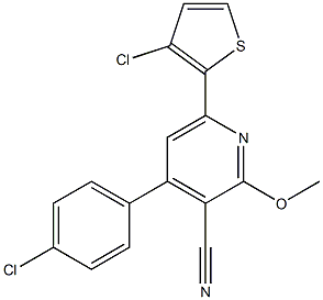 2-Methoxy-4-(4-chlorophenyl)-6-(3-chloro-2-thienyl)pyridine-3-carbonitrile 구조식 이미지