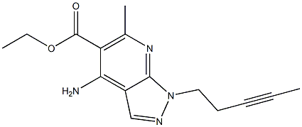 1-(3-Pentynyl)-4-amino-6-methyl-1H-pyrazolo[3,4-b]pyridine-5-carboxylic acid ethyl ester 구조식 이미지