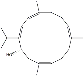 (1S,2E,4E,8E,12E)-2-Isopropyl-5,9,13-trimethylcyclotetradeca-2,4,8,12-tetren-1-ol Structure