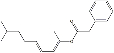 Phenylacetic acid 1,7-dimethyl-1,3-octadienyl ester 구조식 이미지