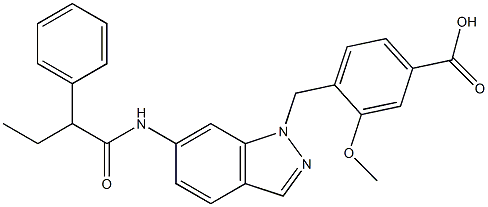 4-[6-(2-Phenylbutyrylamino)-1H-indazol-1-ylmethyl]-3-methoxybenzoic acid Structure