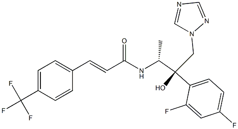 N-[(1R,2R)-2-(2,4-Difluorophenyl)-2-hydroxy-1-methyl-3-(1H-1,2,4-triazol-1-yl)propyl]-3-[4-(trifluoromethyl)phenyl]propenamide 구조식 이미지