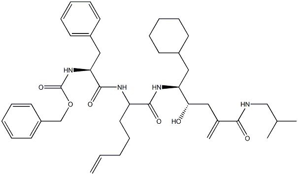 (4S,5S)-6-Cyclohexyl-5-[2-[[(2S)-2-(benzyloxycarbonylamino)-3-phenylpropionyl]amino]-6-heptenoylamino]-4-hydroxy-2-methylene-N-(2-methylpropyl)hexanamide Structure