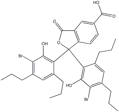 1,1-Bis(5-bromo-6-hydroxy-2,4-dipropylphenyl)-1,3-dihydro-3-oxoisobenzofuran-5-carboxylic acid 구조식 이미지