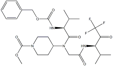 (2S)-2-[(Benzyloxy)carbonylamino]-N-[1-(methoxycarbonyl)piperidin-4-yl]-N-[[[(R)-1-(trifluoroacetyl)-2-methylpropyl]carbamoyl]methyl]-3-methylbutanamide Structure