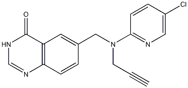 6-[N-(5-Chloro-2-pyridinyl)-N-(2-propynyl)aminomethyl]quinazolin-4(3H)-one 구조식 이미지