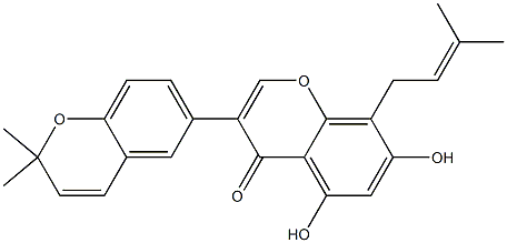 5,7-Dihydroxy-8-(3-methyl-2-butenyl)-3-(2,2-dimethyl-2H-1-benzopyran-6-yl)-4H-1-benzopyran-4-one 구조식 이미지
