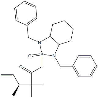 2-[(4S)-3,3,4-Trimethyl-2-oxo-5-hexenyl]-1,3-dibenzyloctahydro-1H-1,3,2-benzodiazaphosphole 2-oxide 구조식 이미지