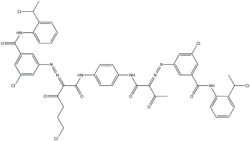 3,3'-[2-(2-Chloroethyl)-1,4-phenylenebis[iminocarbonyl(acetylmethylene)azo]]bis[N-[2-(1-chloroethyl)phenyl]-5-chlorobenzamide] 구조식 이미지