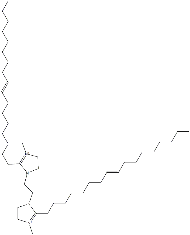 1,1'-(1,2-Ethanediyl)bis[2-(8-heptadecenyl)-4,5-dihydro-3-methyl-1H-imidazol-3-ium] 구조식 이미지