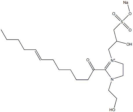 1-(2-Hydroxyethyl)-3-[2-hydroxy-3-(sodiooxysulfonyl)propyl]-2-(7-dodecenoyl)-2-imidazoline-3-ium 구조식 이미지