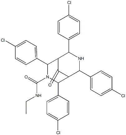 N-Ethyl-9-oxo-2,4,6,8-tetrakis(p-chlorophenyl)-3,7-diazabicyclo[3.3.1]nonane-3-carboxamide 구조식 이미지