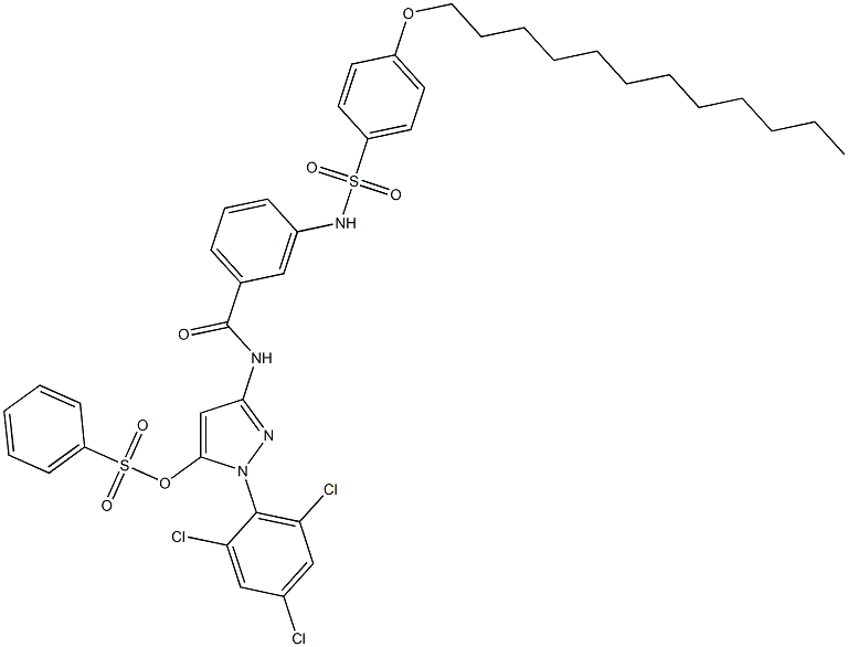 5-Phenylsulfonyloxy-3-[m-(p-dodecyloxyphenylsulfonylamino)benzoylamino]-1-(2,4,6-trichlorophenyl)-1H-pyrazole Structure