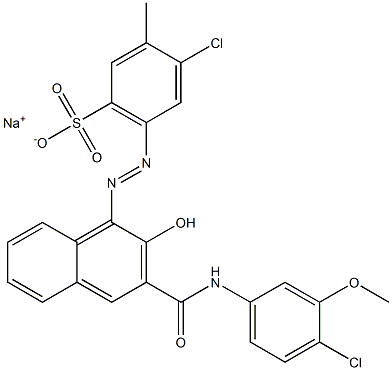 4-Chloro-3-methyl-6-[[3-[[(4-chloro-3-methoxyphenyl)amino]carbonyl]-2-hydroxy-1-naphtyl]azo]benzenesulfonic acid sodium salt Structure