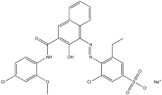 3-Chloro-5-ethyl-4-[[3-[[(4-chloro-2-methoxyphenyl)amino]carbonyl]-2-hydroxy-1-naphtyl]azo]benzenesulfonic acid sodium salt 구조식 이미지