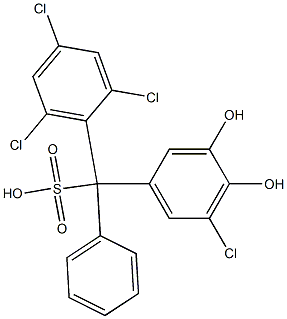 (5-Chloro-3,4-dihydroxyphenyl)(2,4,6-trichlorophenyl)phenylmethanesulfonic acid 구조식 이미지