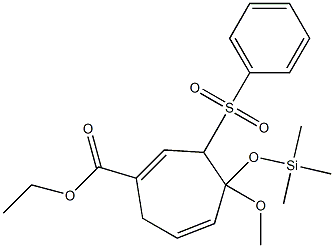 4-Methoxy-4-(trimethylsilyloxy)-3-(phenylsulfonyl)-1,5-cycloheptadiene-1-carboxylic acid ethyl ester 구조식 이미지