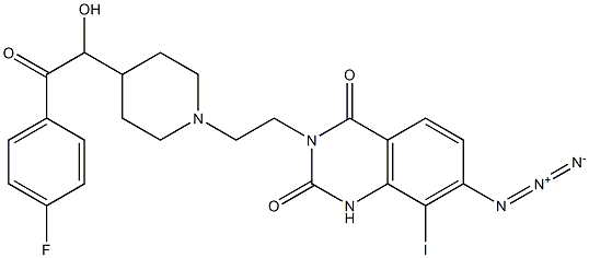 7-Azido-3-[2-[4-[(4-fluorophenylcarbonyl)hydroxymethyl]piperidin-1-yl]ethyl]-8-iodo-2,4(1H,3H)-quinazolinedione 구조식 이미지