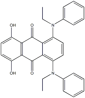 5,8-Dihydroxy-1,4-bis(N-ethylanilino)-9,10-anthraquinone Structure