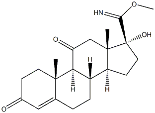 (17R)-17-Hydroxy-3,11-dioxoandrost-4-ene-17-carbimidic acid methyl ester 구조식 이미지