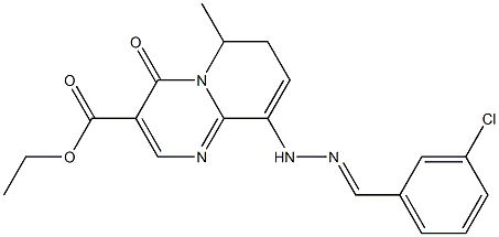 9-[2-(3-Chlorobenzylidene)hydrazino]-6-methyl-6,7-dihydro-4-oxo-4H-pyrido[1,2-a]pyrimidine-3-carboxylic acid ethyl ester Structure