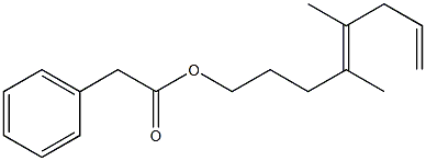 Phenylacetic acid 4,5-dimethyl-4,7-octadienyl ester 구조식 이미지