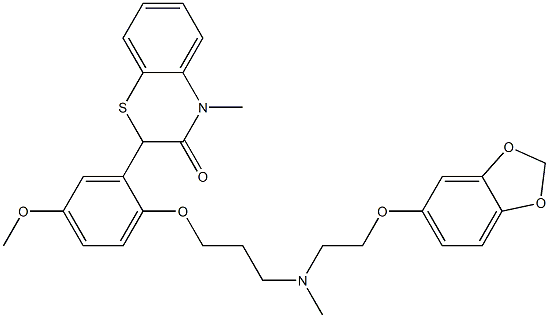 2-[2-[3-[N-[2-(3,4-Methylenedioxyphenoxy)ethyl]methylamino]propyloxy]-5-methoxyphenyl]-4-methyl-4H-1,4-benzothiazin-3(2H)-one 구조식 이미지