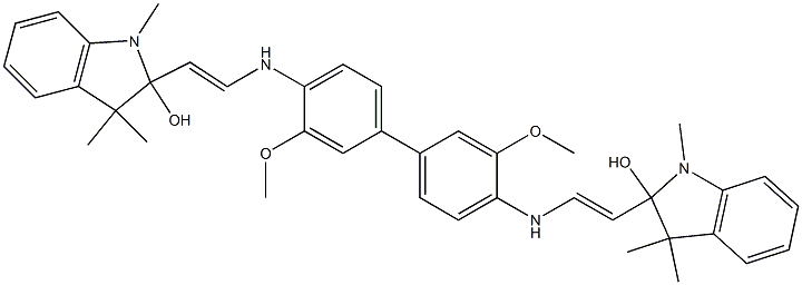 4,4'-Bis[2-(1,3,3-trimethyl-2-hydroxyindolin-2-yl)vinylamino]-3,3'-dimethoxybiphenyl 구조식 이미지