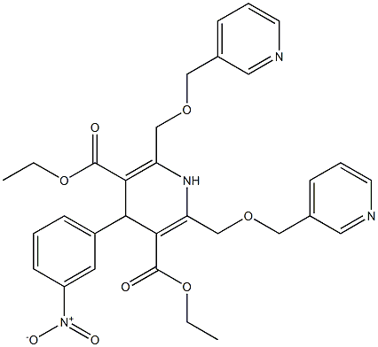 2,6-Bis(pyridin-3-ylmethoxymethyl)-4-(3-nitrophenyl)-1,4-dihydropyridine-3,5-dicarboxylic acid 3-ethyl 5-ethyl ester 구조식 이미지