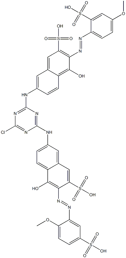 2-[[6-[[4-Chloro-6-[[5-hydroxy-6-(2-methoxy-5-sulfophenylazo)-7-sulfo-2-naphtyl]amino]-1,3,5-triazin-2-yl]amino]-1-hydroxy-3-sulfo-2-naphtyl]azo]-5-methoxybenzenesulfonic acid 구조식 이미지