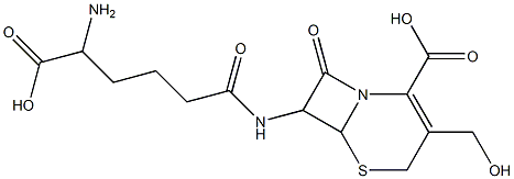 7-(5-Amino-5-carboxyvalerylamino)-3-hydroxymethyl-8-oxo-5-thia-1-azabicyclo[4.2.0]oct-2-ene-2-carboxylic acid Structure