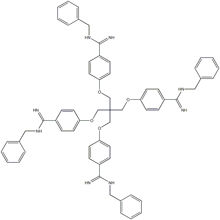 4,4',4'',4'''-[Methanetetrayltetrakis(methyleneoxy)]tetrakis(N1-benzylbenzamidine) 구조식 이미지