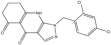 1-(2,4-Dichlorobenzyl)-6,7,8,9-tetrahydro-4H-pyrazolo[3,4-b]quinoline-4,5(1H)-dione 구조식 이미지