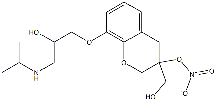 3,4-Dihydro-8-[2-hydroxy-3-[isopropylamino]propoxy]-2H-1-benzopyran-3-methanol 3-nitrate Structure