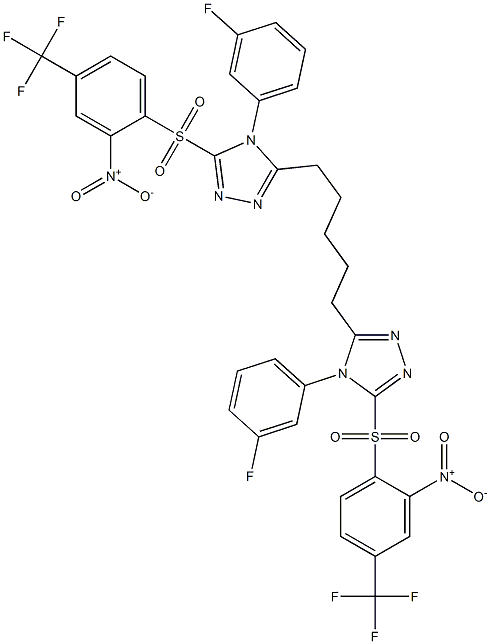 5,5'-(1,5-Pentanediyl)bis[4-(3-fluorophenyl)-3-(2-nitro-4-trifluoromethylphenylsulfonyl)-4H-1,2,4-triazole] 구조식 이미지