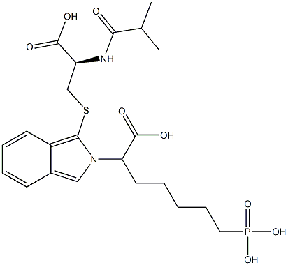 S-[2-(6-Phosphono-1-carboxyhexyl)-2H-isoindol-1-yl]-N-isobutyryl-L-cysteine 구조식 이미지