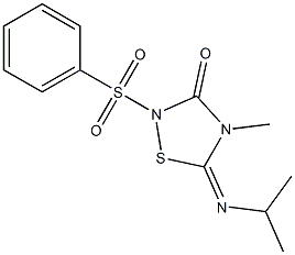 4-Methyl-2-(phenylsulfonyl)-5-(isopropylimino)-4,5-dihydro-1,2,4-thiadiazol-3(2H)-one Structure