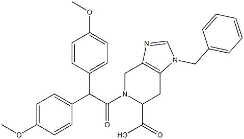 1-Benzyl-5-[bis(4-methoxyphenyl)acetyl]-4,5,6,7-tetrahydro-1H-imidazo[4,5-c]pyridine-6-carboxylic acid 구조식 이미지